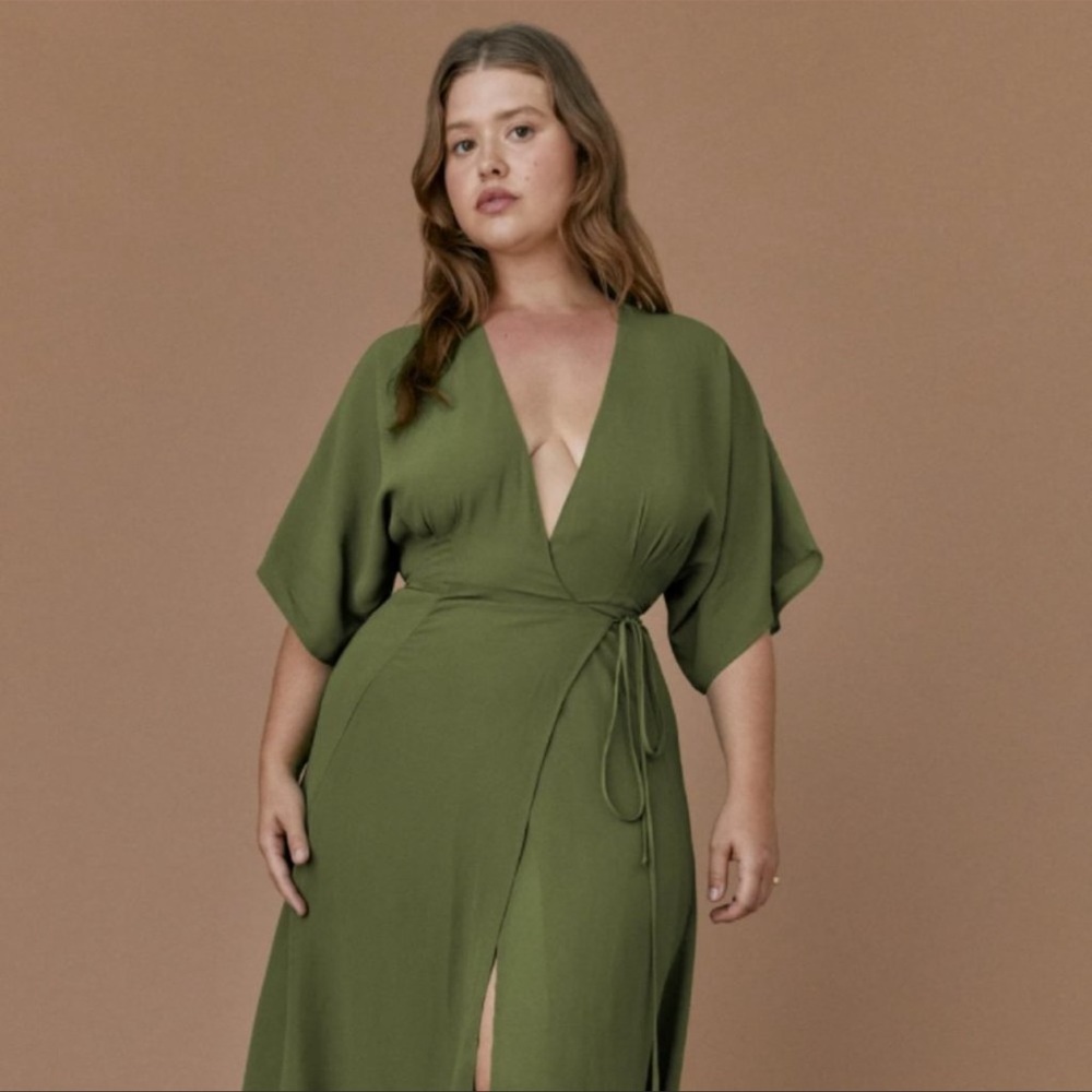 Reformation Moss Karen Wrap Midi Dress M